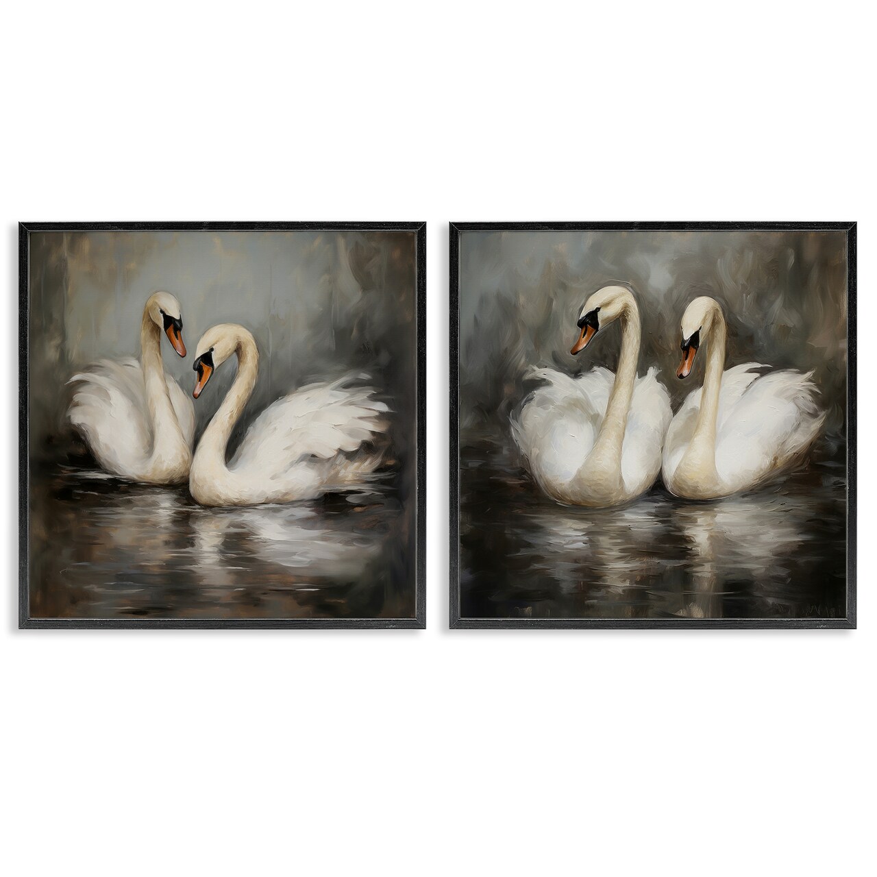 Stupell Industries Twin Swans with Reflections 2pc Framed Giclee Wall Art Set Design by Novae